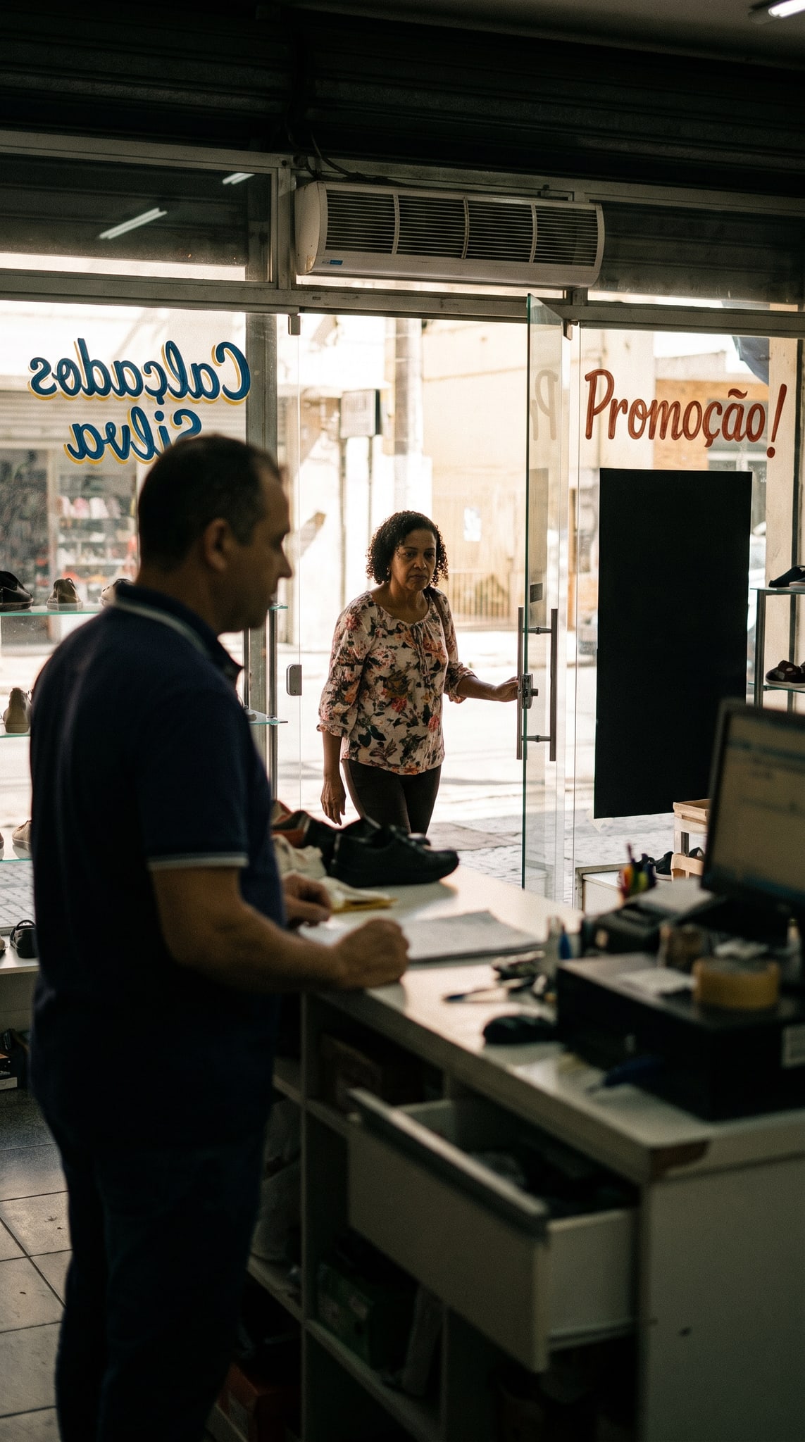 Cliente saindo da loja com a sacola